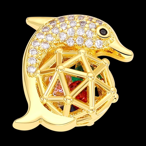 Ciondoli A Gabbia Vuota Forma Cuore Animale Rame Gemme Colorate Zirconi Strass DIY Gioielli