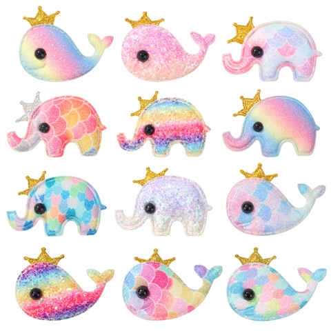 Kinder Meisjes Glitter Pailletten Haarspeldjes Walvis Olifant Kroon Vorm Regenboog Gradiënt Haarspelden Accessoires