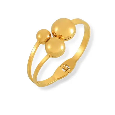 Minimalist Titanium Steel Gold Plated Multilayer Spring Bangle For Women Personalized Geometric Ball Bead Cuff Bangle Jewelry Gift