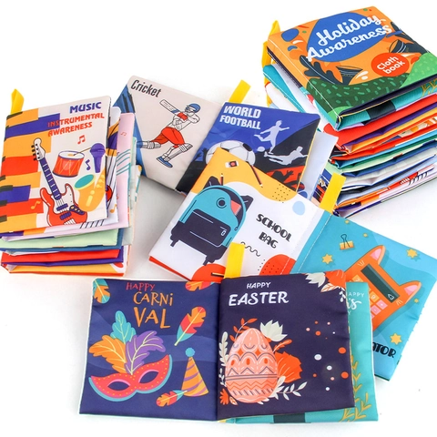 Baby Early Education Cloth Book Soft Fabric Crinkle Paper Sensory Toys Washable Tear Resistant Toddlers Cognition Learning