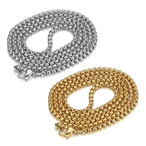 Collar De Cadena De Caja De Acero Inoxidable Chapado En Oro De 18K Eslabones Cuadrados Joyería Hip Hop Unisex