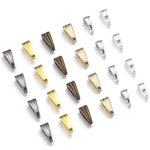 Pendant Bails Pinch Clips Connector Clasps For Necklace Jewelry Making DIY Multi Colors Textured Metal Iron