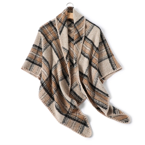 Dames Winter Warme Imitatie Kasjmier Ruitjes Driehoekige Sjaal Dikke Oversized Wrap Sjaal Klassiek Geruit Patroon Mode Sjaal
