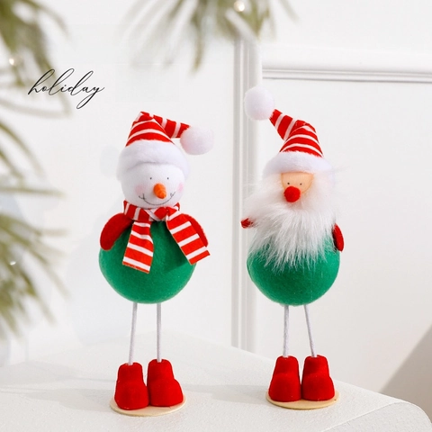 Weihnachtsplüschfiguren Weihnachtsmann Schneemann Rentier Engel Filz Ornamente Lange Beine Runder Bauch Dekoration
