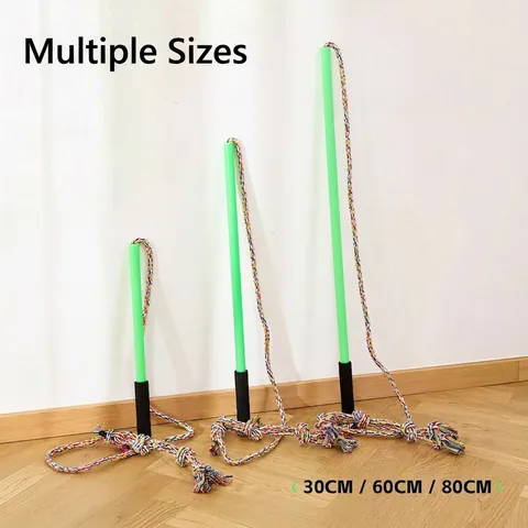 Dog Flirt Pole Teasing Wand Colorful Braided Cotton Rope Knot Interactive Training Toy For Small Medium Large Dogs
