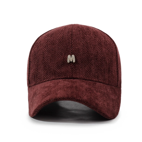 Korean Style M Letter Baseball Cap For Men Women Herringbone Texture Rhinestone Adjustable Fashion Casual Outdoor Peaked Hat