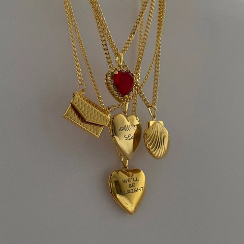 Vintage Medaillon Ketting Roestvrij Staal Echt Verguld Schelp Vlinder Zon Maan Foto Hanger Voor Dames