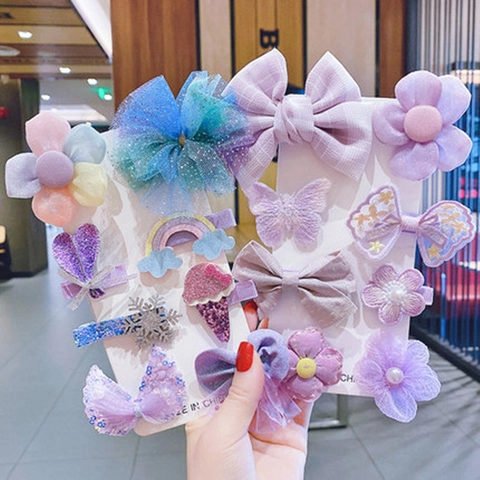 Girls Hair Clips Macaron Color Mesh Fabric Bow Flower Cartoon Animal Hairpins Kids Hair Accessories Handmade Sweet