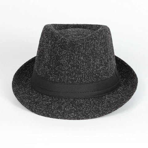 Vintage Fedora Hat Short Brim Textured Polyester Cotton Blend Jazz Cap With Ribbon Band For Travel Party British Style