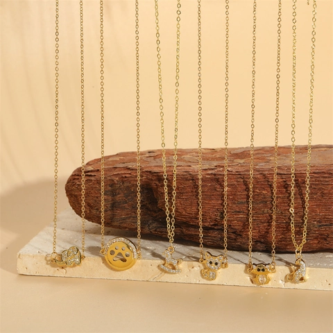Collana Con Ciondolo Animale Carino Rame Con Zirconi Gioielli Raffinati Per Donna