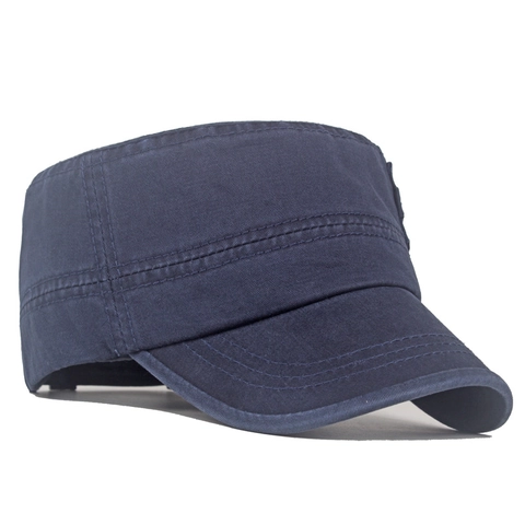 Berretto Cadet Uomo Vintage Cotone Lavato Cappello Militare Protezione Solare Regolabile Flat Top Casual Unisex