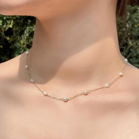 Minimalist Artificial Pearl Necklace 925 Sterling Silver Rice Bead Dainty Chain Elegant Jewelry For Women