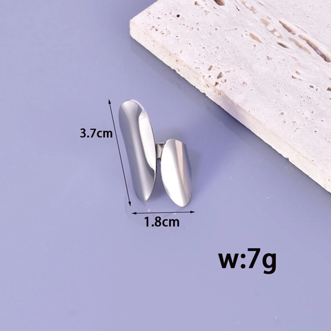 Exaggerated Irregular Double Leaf Open Ring 18K Gold Plated Titanium Steel Minimalist Trendy Adjustable Jewelry For Women