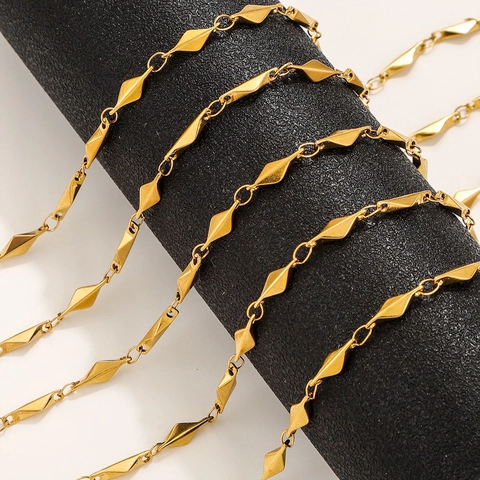 Cadena De Eslabones Geométricos De Rombo De Acero Inoxidable Para Fabricación De Joyas DIY Collar Pulsera Minimalista Lujo