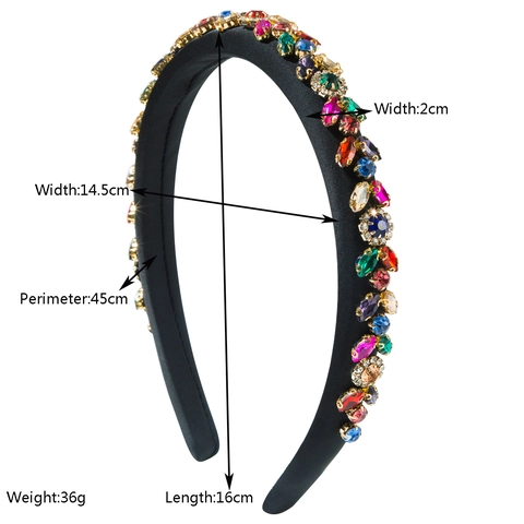 Baroque Padded Rhinestone Headband For Women Vintage Colorful Crystal Beads Floral Wide Hairband Party Fashion Headpiece