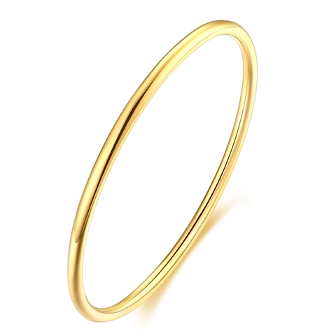 Bracciale Rigido In Acciaio Inossidabile Minimalista Liscio Lucido Tondo Sottile Gioielli Da Donna