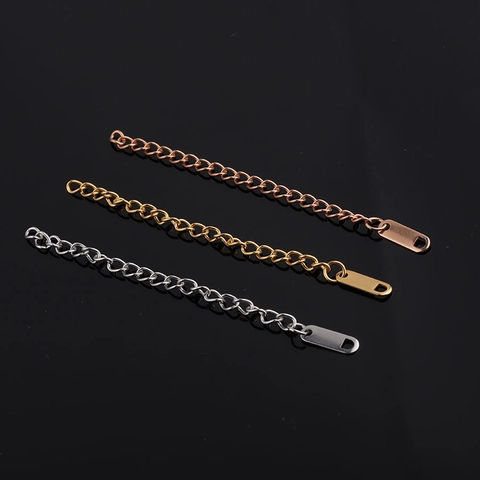 Cadena De Extensión De Joyería De Acero Inoxidable Con Cierre De Langosta Y Etiqueta Plana Para Collar Pulsera De Bricolage