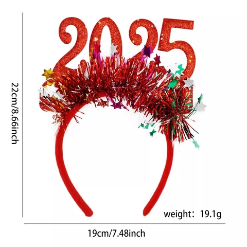 Diadema Año Nuevo 2025 Purpurina Oropel Estrella Recuerdos De Fiesta Accesorios De Fotografía Plástico Festivo