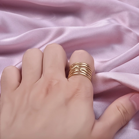 Anello Aperto Minimalista in Acciaio Inossidabile 304 Intrecciato Cavo Regolabile Oro Argento Placcato Titanio Gioielli per Uomo Donna