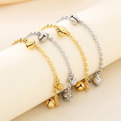 Tobillera De Campana De Acero Inoxidable Para Mujeres Niñas Minimalista Colgante De Bola Redonda Cadena Ajustable Joyería De Pie Regalo