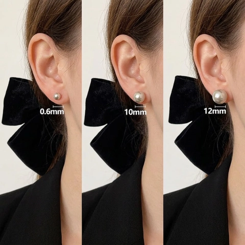 Elegant Faux Artificial Pearl Stud Earrings Alloy With Silver Earring Post Minimalist Luxury Jewelry For Women
