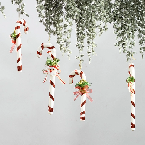 Weihnachts Zuckerstange Hänger Kunststoff Rot Weiß Gestreift Mit Weihnachtsmann Schleife Für Baumdeko Festliche Party Home