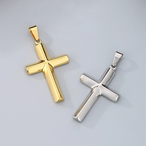 Collar Con Colgante De Cruz Acero Inoxidable Pulido Cadena De Cuerda Minimalista Religioso Joyería De Diseño Para Hombres Mujeres