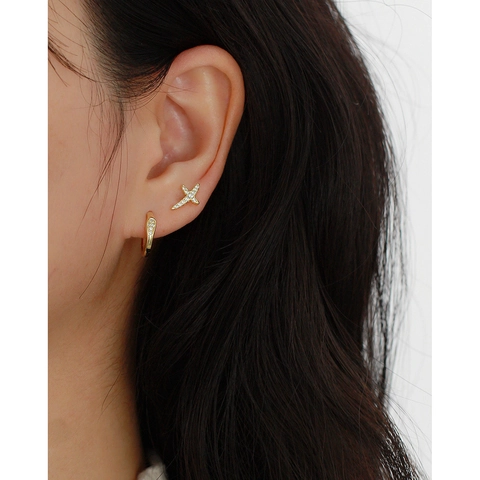 Geometric X Shape Stud Earrings 925 Sterling Silver Zircon Inlaid Trendy Unique Ear Bone Jewelry For Men And Women