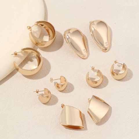Geometrische Ohrringe Kupfer Spiegelpoliert Irregulär Minimalistisch Vintage Stil Schmuck Damen Elegant