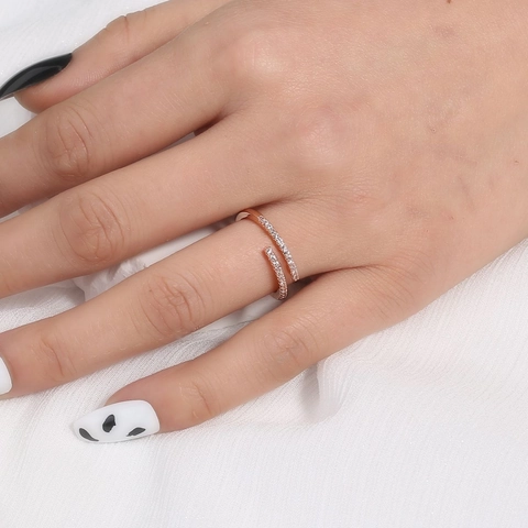 Anello Regolabile In Rame Con Zircone Per Donna Design Elegante Croce Fiore Accessorio Gioielli Moda