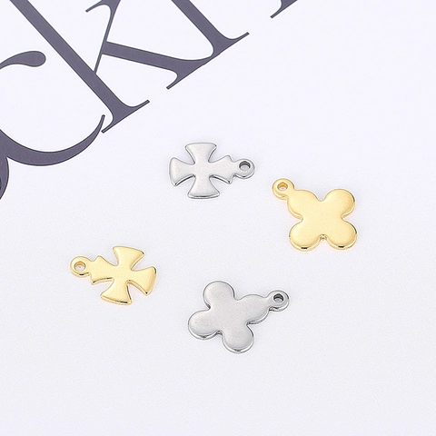 Pendentifs En Acier Inoxydable En Forme De Croix Et De Fleur Pour La Fabrication De Bijoux DIY Accessoires