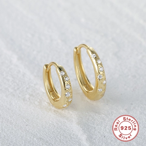 925 Sterling Silver Huggie Hoop Earring Flower Shaped Zirconia Minimalist Jewelry For Women