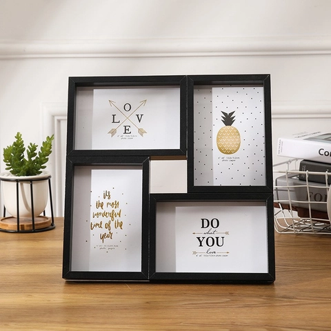 Collage Photo Frame MDF Wood Multi Aperture Tabletop Wall Hanging Modern Minimalist Home Decor