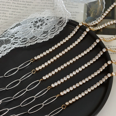 Spleißkette Halskette Titanstahl Zirkon Süßwasserperle Anhänger Asymmetrisch Zweifarbig Minimalistischer Schmuck
