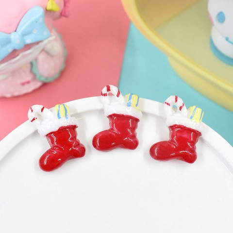 Amuletos De Calcetines De Navidad Miniatura De Resina Accesorios DIY Para Decoración De Fundas De Teléfono Manualidades Lindas
