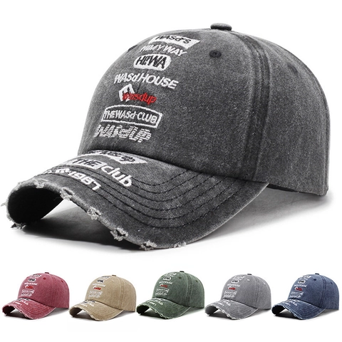 Vintage Washed Cotton Baseball Cap Distressed Bestickte Buchstaben Streetwear Verstellbarer Hut Für Herren Und Damen