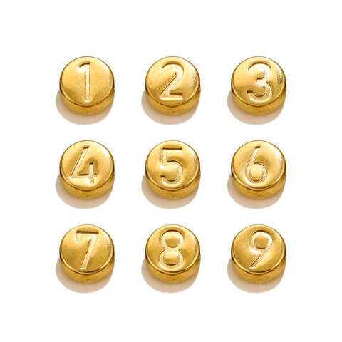 Cuentas Redondas De Números Acero Inoxidable Grabadas Cuentas Espaciadoras Planas Para Hacer Joyas DIY Accesorios Pulsera Collar