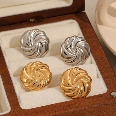 Orecchini A Lobo A Spirale In Acciaio Inossidabile Placcato Oro 18K Geometrici Intrecciati Gioielli Moda Per Donna