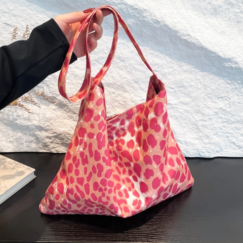 Bolso Tote Con Estampado De Leopardo Para Mujer Gran Capacidad Lona Bolso De Hombro Moda Informal Street Style Hobo De Mano