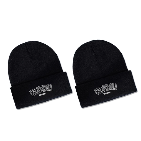 California West Coast Printed Beanie Knitted Acrylic Warm Winter Hat Cuff Black Fashion For Men And Women