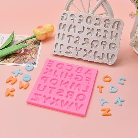Alfabet Letter Siliconen Vorm Hoofdletters Kleine Letters 3D Fondant Chocolade Cake Bakken DIY Hars Handwerk Tool Flexibel