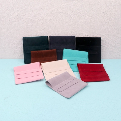 Velvet Jewelry Packaging Bag Square Flip Pouch For Necklace Bracelet Storage Bag Microfiber Multi-color Gift Bag Small Pouch