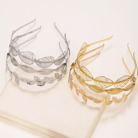Alloy Metal Leaf Headband Palace Style Elegant Hair Band For Women Girls Party Wedding Vintage Accessories
