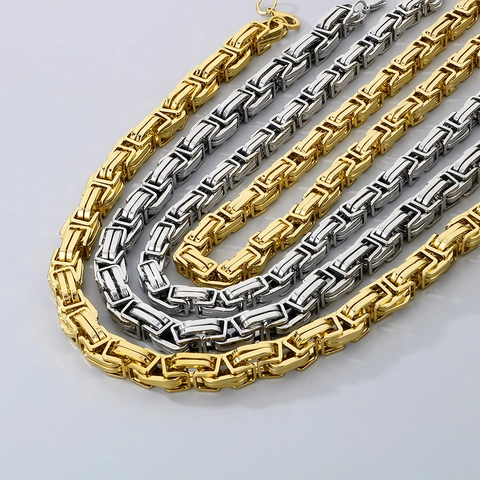 Collar De Cadena Bizantina De Acero Inoxidable Joyería Hip Hop Pesada Para Hombre Estilo Punk Audaz