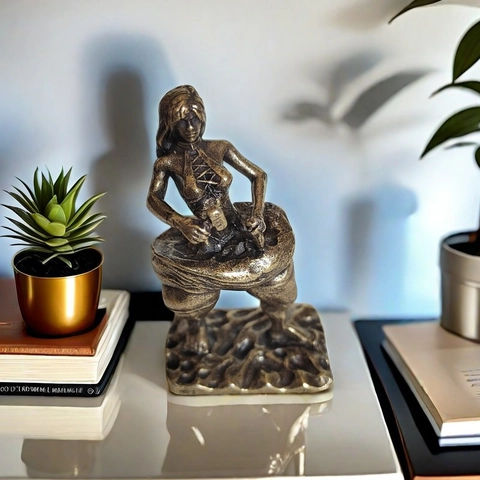 Escultura De Figura Femenina Bronce Vintage Estatua Arte Aleación Chapada En Cobre Para Decoración Escritorio Hogar Gimnasio