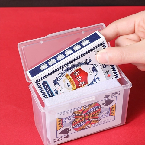 Transparent Plastic Storage Box Flip Top Small Organizer For Playing Cards Game Cards And Small Accessories