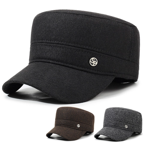Gorra Cadet Hombre Mezcla De Lana Cálida Invierno Sombrero Plano Con Protección Para Los Oídos Vintage Casual Ajustable