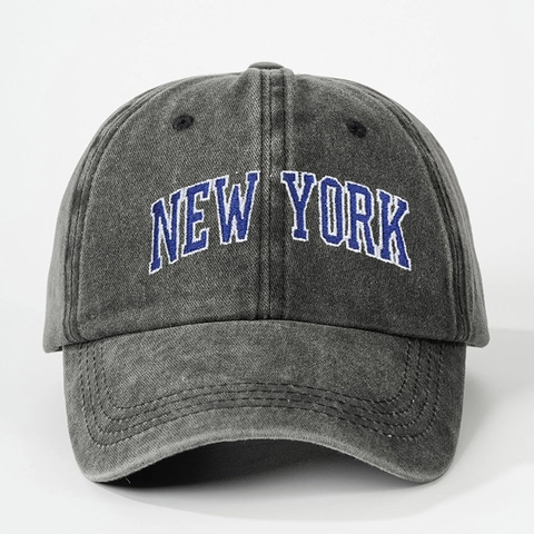Vintage Washed Cotton Baseball Cap New York Stickerei Verstellbare Gebogene Krempe Retro Outdoor Sonnenschutz Hut