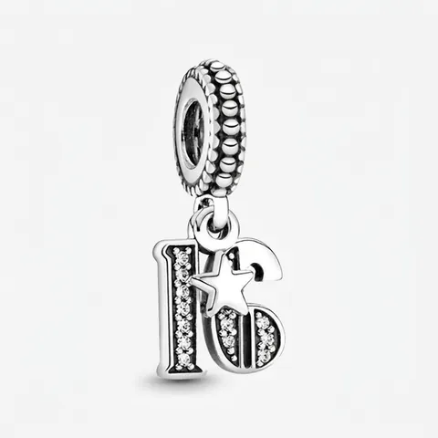 Nummer Charms Anhänger Kupfernickel Versilbert Mit Zirkonia Für DIY Armband Schmuck Jubiläum Geburtstag