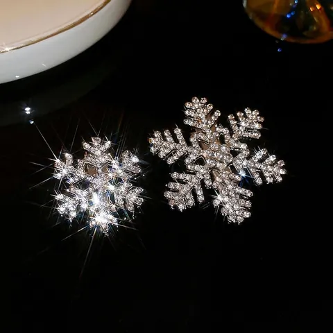 Schneeflocke Haarklammer Silber Legierung Strass Entenschnabel Clip Modisch Elegant Winter Urlaub Haarschmuck